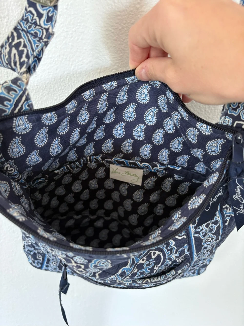Vera Bradley Navy Quilted Paisley Shoulder/Crossbody Bag
